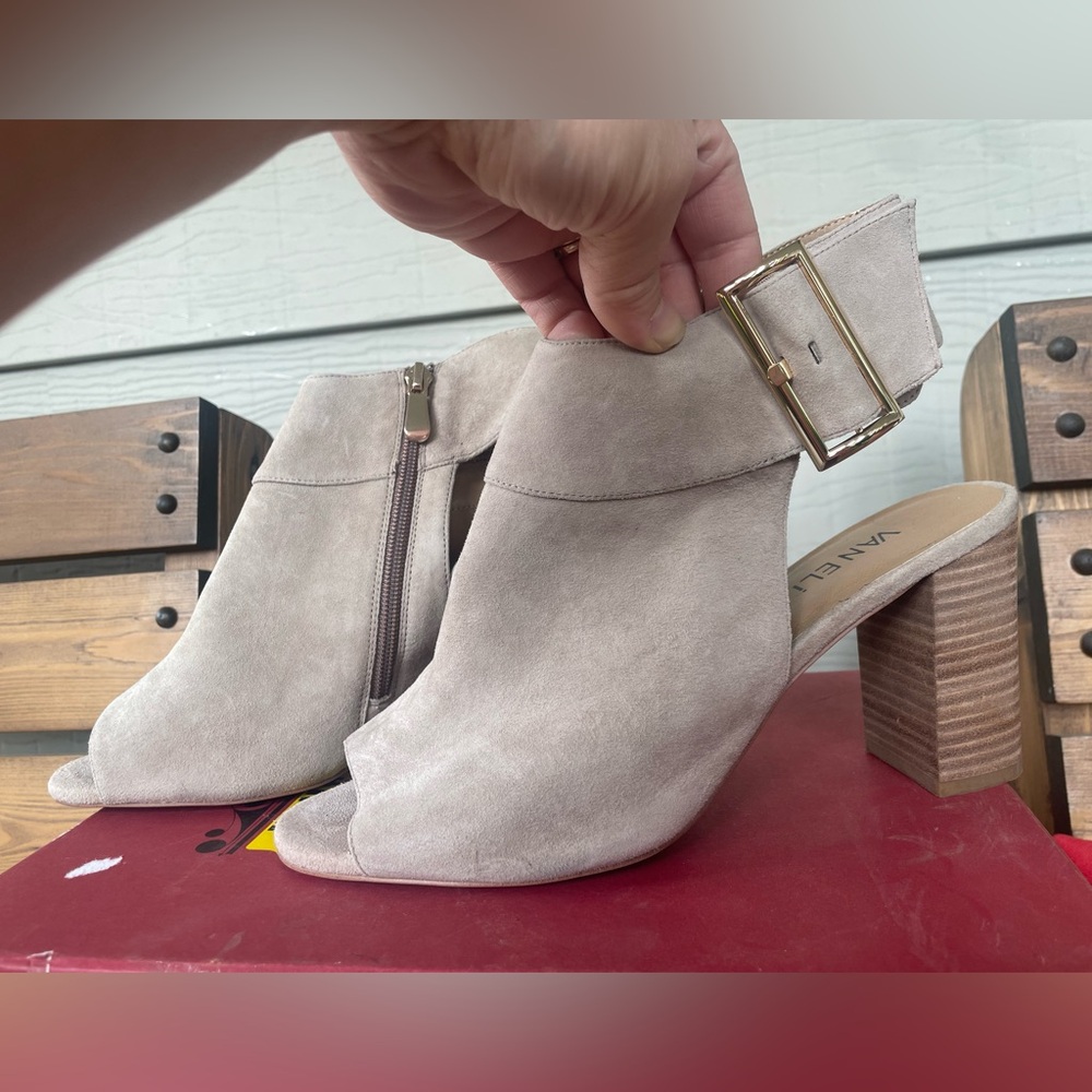 Vaneli Tan Heeled Boots with Chunky Block Heel